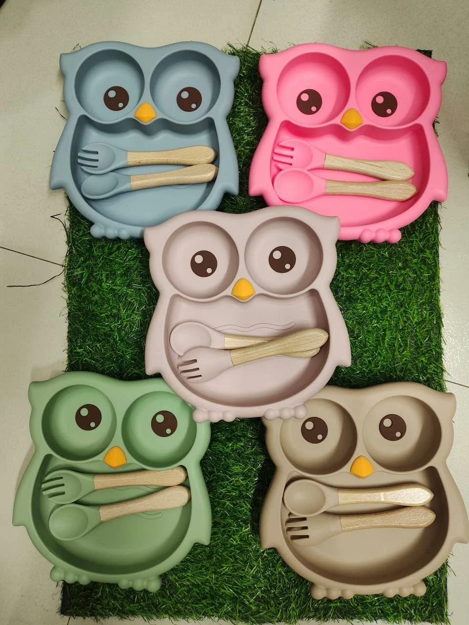 Premium Silicone Owl Feeding Plate Set (3pcs)