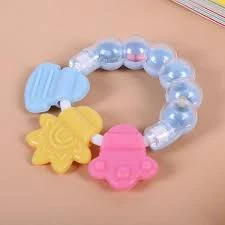 Baby Rattles Teether Toy Silicone Teether Bells Jingle (Color as per Stock)