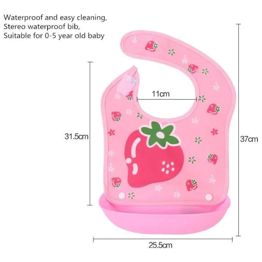 Kids waterproof 3D detachable eating bib for food, with pocket Baby Dining Bib