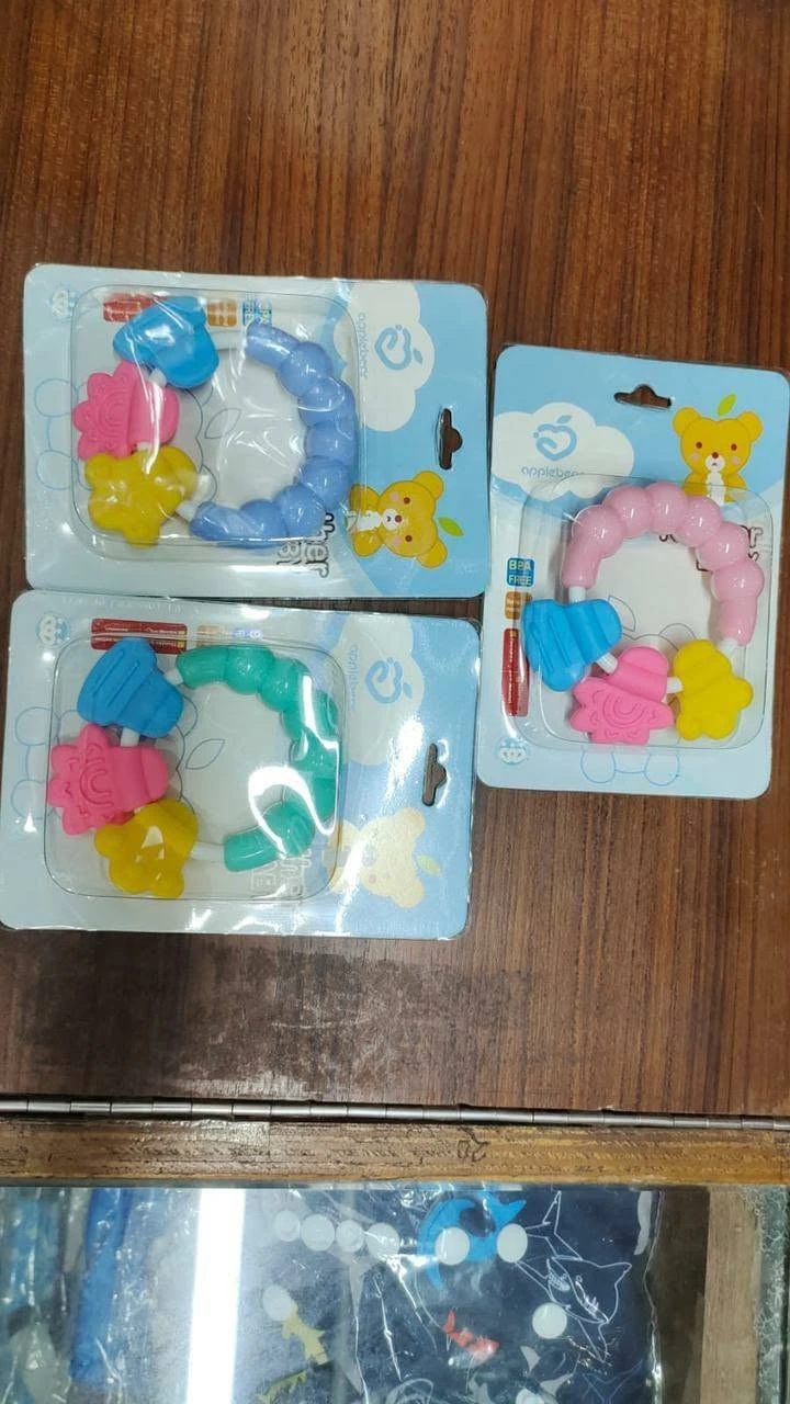 Baby Rattles Teether Toy Silicone Teether Bells Jingle (Color as per Stock)