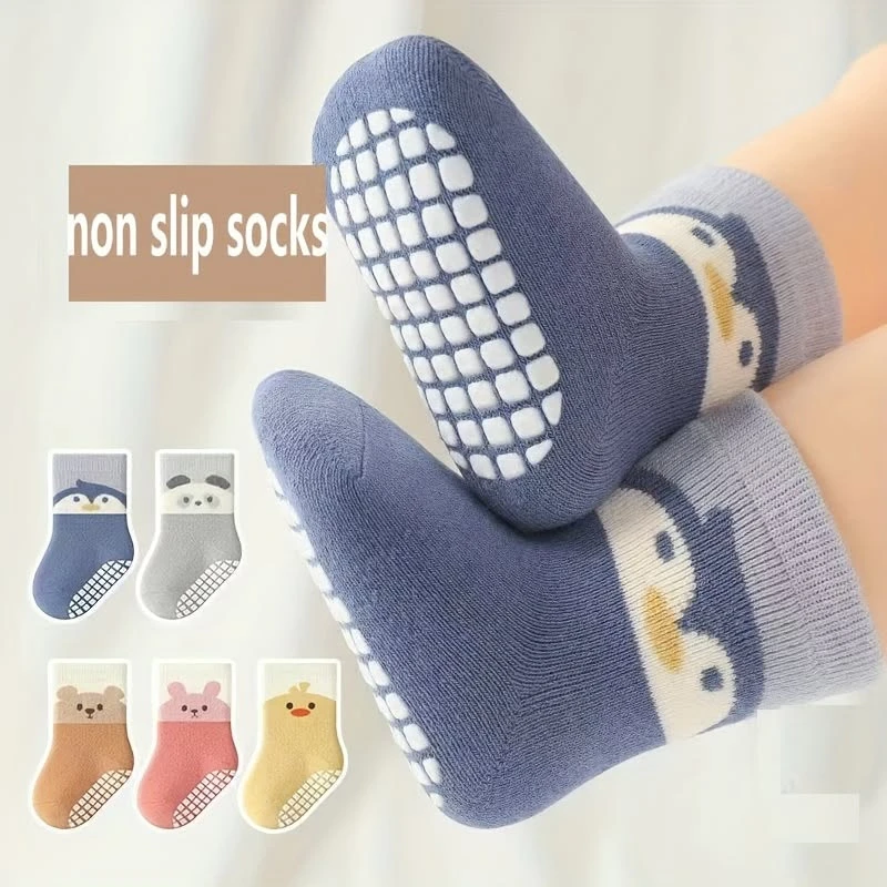 Baby socks 2026 new winter non-slip glued terry socks Korean cartoon