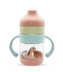 1pcs 220ml Mumpot New Infant Drinking Cup Duckbill Cup Baby Drop Resistant Straw Cup High Looking Milk Bottle Cartoon Cute Water Cup
