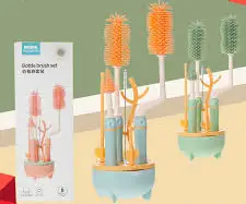 Bottle Cleaning Set for Baby Feeder Bottle Brush Straw Brush Drinking Glasses Brush Straws Breast Pumps Brush Bottles Stand Tree Cup Washing Brush Straw Cleaner Brush Silicone Straw Cup Brush Multifun