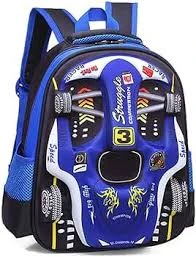 3D Racing Cars Design Waterproof Kindergarten Book Bag Boy's Schoolbags for Children Elementary School Backpack Bookbags for Kids, Blue, Medium:H14.56*L11*W6.69in,