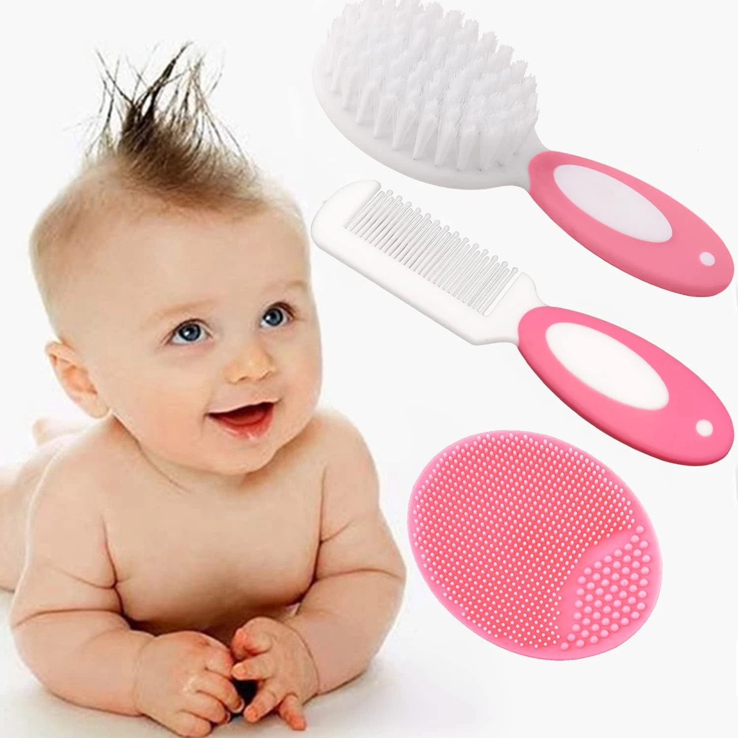 Baby Hair Brush, Cradle Cap Brush, Baby Hair Comb, Baby Hair Brush and Comb Set for Newborns & Toddlers, Baby Brush Soft Bristles, Ideal for Cradle Cap, Perfect Baby Registry Gift