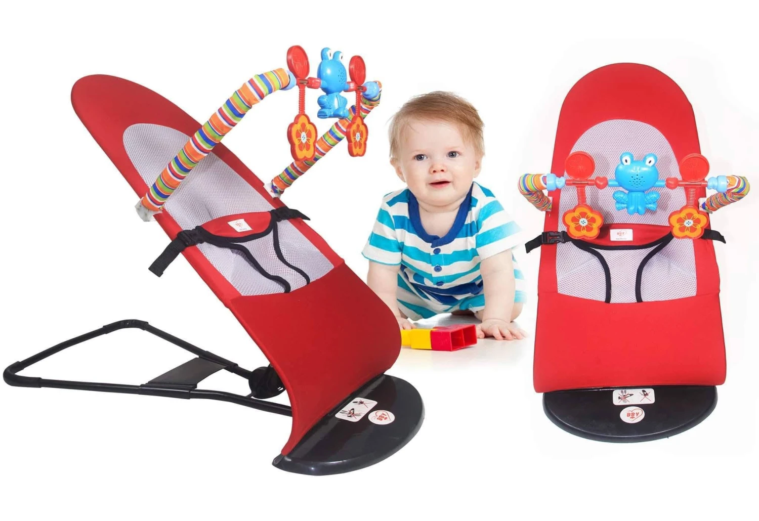 Foldable Soft Newborn Baby Bouncing Chair Seat Safety Balanced with Toy
