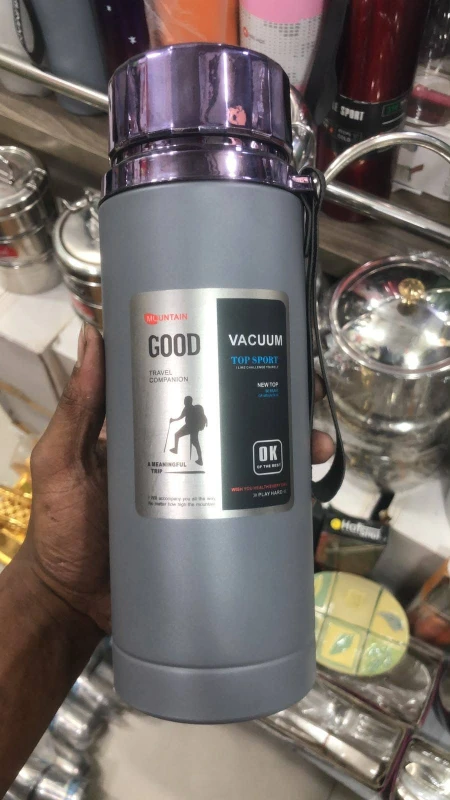 Vacuum Insulated Water Bottle | Double Wall Stainless Steel Bottle | Hot & Cold Thermal Flask | Leakproof Reusable Bottle for Office, Gym, Travel & Outdoor Use(Grey, 1 Ltr)