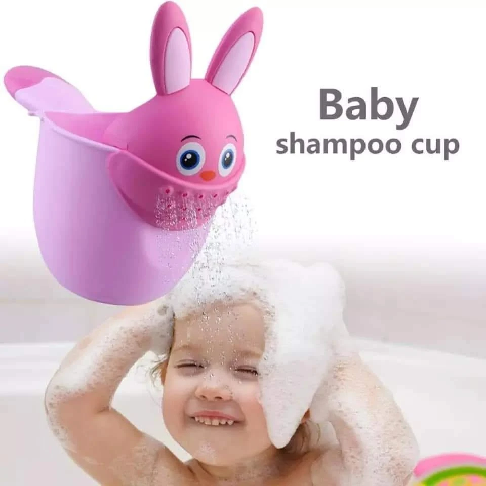 Infant Child Shower Shampoo Cup Baby Cartoon Cute Rabbit Newborn Shower Cup Baby Shower Watering Spoon Bathing Cup KIds Bath Toy