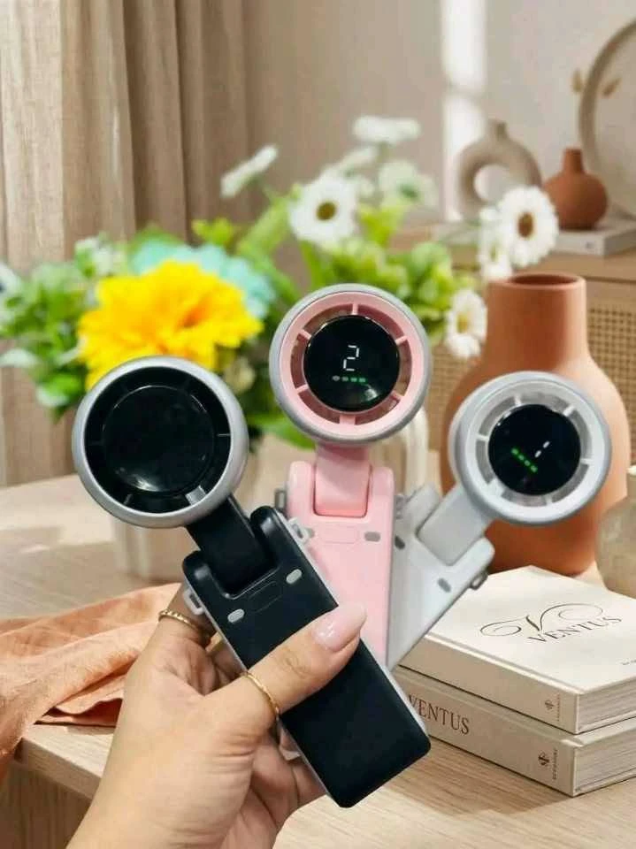 Portable Handheld Mini Turbo Fan USB Rechargeable Travel Neck Fan with 5 Speeds 3 IN 1-3600mah Foldable Personal Cooling Fan for Travel