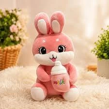 Large Baby Bottle Rabbit Plush Toy Bow Hold Baby Cute Super Soft Rabbit Doll