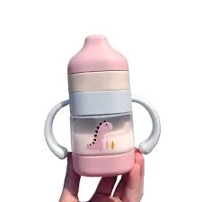 1pcs 220ml Mumpot New Infant Drinking Cup Duckbill Cup Baby Drop Resistant Straw Cup High Looking Milk Bottle Cartoon Cute Water Cup