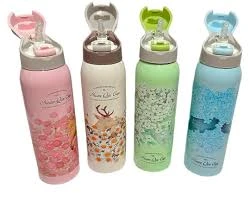 Water Bottle 500ml with Cute Bunny & Floral Design- Nuan Qin Cup – Stainless Steel Insulated