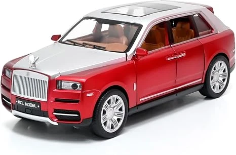 Toy Land Simulation 1:22 Scale Alloy Metal Pull Back Action Toy Die-cast Car with Sound and Light for Kids (Red/Silver)